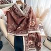 New Women Two-Sided Print Scarf Imitation Cashmere Soft Warm Pashmina Shawl Winter Coldproof Windproof Blanket Scarf