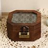 With Lock Wooden Jewelry Storage Box Portable Treasure Decorative Box  Home Decoration