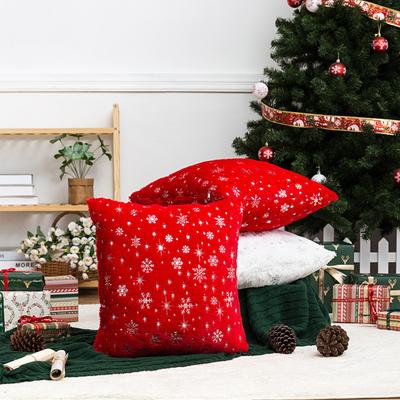 Christmas Hot Stamping Silver Snowflake Pillow Case Sofa Living Room Plush Pillow Cushion Cover
