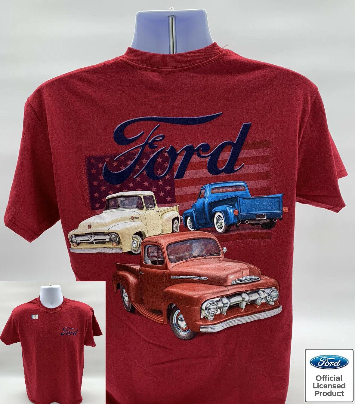 

Винтажная футболка Ford Trucks 1950-х годов с американским флагом и логотипом Ford - Лицензированная S