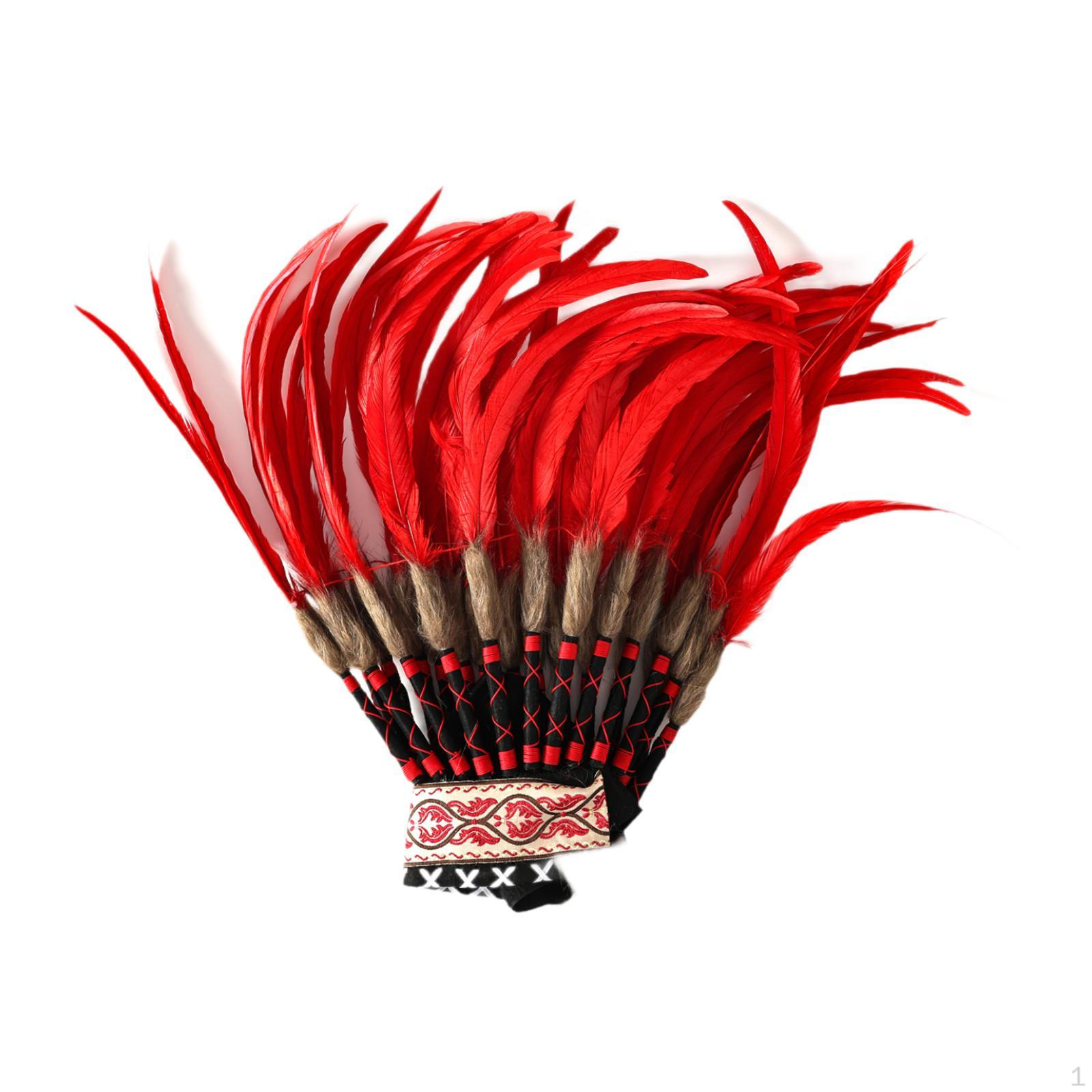

Adult Native American Hat, Feather Headdress for Parties, Stage Performances, Halloween червоний