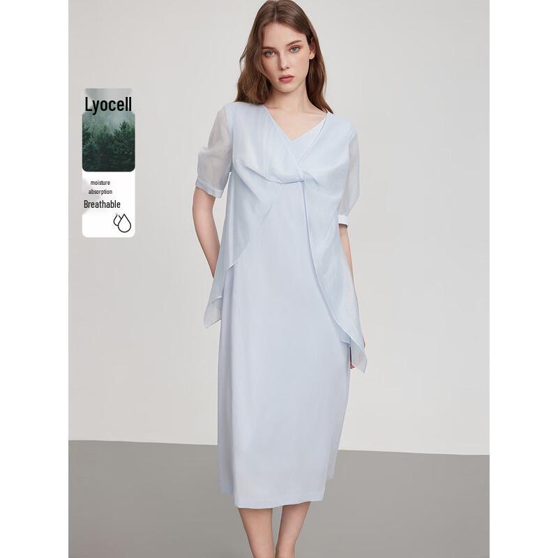 ELLE Knot Patchwork V-Neck Long Dress M