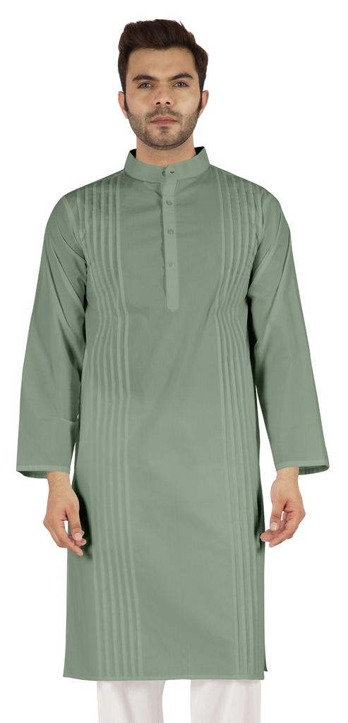 Atasi Cotton Kurta Solid Ethnic- Festive Long Shirt W  Pintuck Traditional Indian Wear For