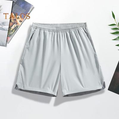 Shorts Masculino Cor Sólida Design Cintura Elástica Shorts Esportivos com Bolsos Respirável Estilo Casual