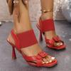 Korean Style Square-toe Versatile Sexy Sandals for Women, Summer Fashion, Elegant and Knitted Roman Style Open-toe High Heels
