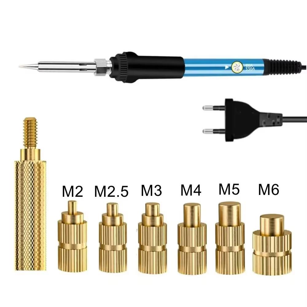 Heat Set Soldering Iron Tip Head Insert M2-M6 Hot Melt Brass Embedded Thread Nut Kit for Plastic Soldering