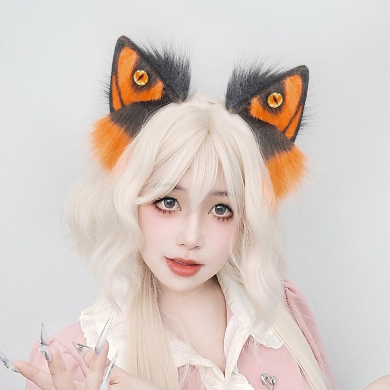 Handgefertigtes Wolfsohr-Stirnband Cosplay-Accessoire Halloween Anime Con Süßes Gothic Tierohren-Haarband