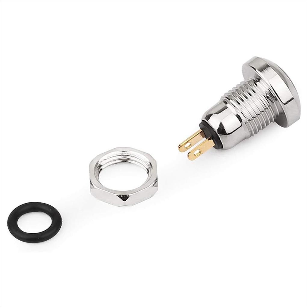 Momentary Push Button Switch Waterproof Silver Dot 8mm Mini Round DC36V/2A Self Reset for Power Doorbell