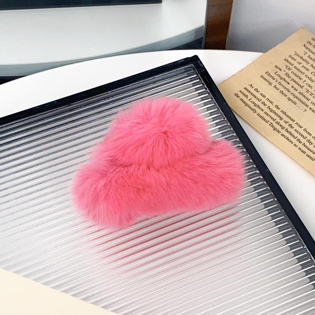 Korean Style Real Rabbit Fur Hair Claw for Autumn/Winter Updo