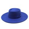 New simple solid color wool.cm brim men's and women's autumn and winter warm outdoor oval ring top hat