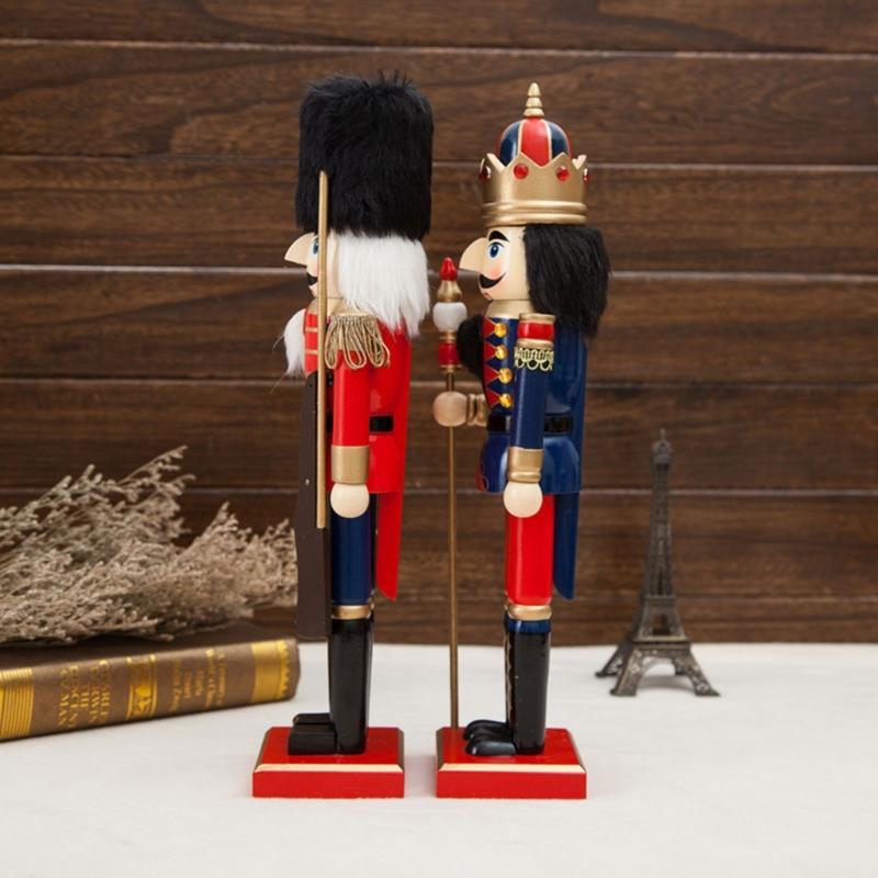 Christmas Nutcrackers Soldier Figure Wooden Christmas Nutcrackers Ornaments with Hand-Colored Features and Integrated Base for Holiday Arrangements