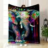Colorful Abstract Patterns with Swirls and Dots On an Elephant Figure. for All Seasons Blanket Lunch Break Throw Gift
