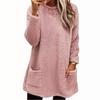 Women's Casual Long-Sleeve Plush Sweater with Pockets, Autumn/Winter Collection