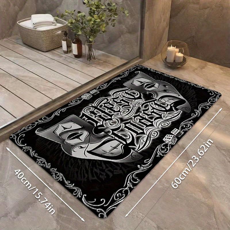 West Coast Clown Mask Area Rug, Gothic Black White Non-Slip Machine Washable Floor Mat for Game Room Office Home Decor
