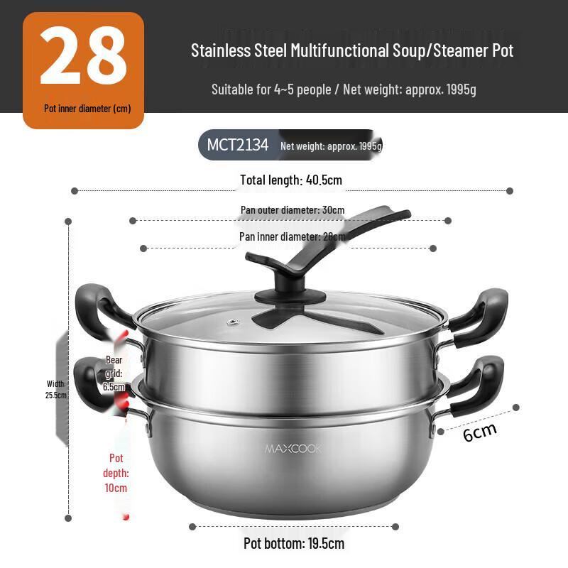 maxcook Dampfgarer aus Edelstahl 304