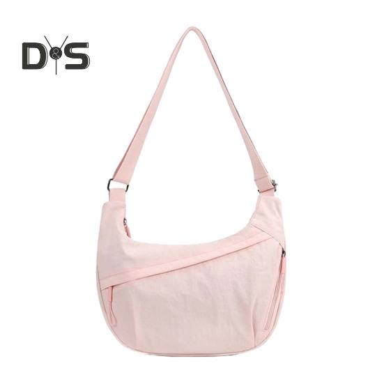 Однотонная сумка-хобо портативная сумка-полумесяц сумка на молнии дорожная сумка через плечо для ежедневных поездок офисных покупок розовый 1258₽