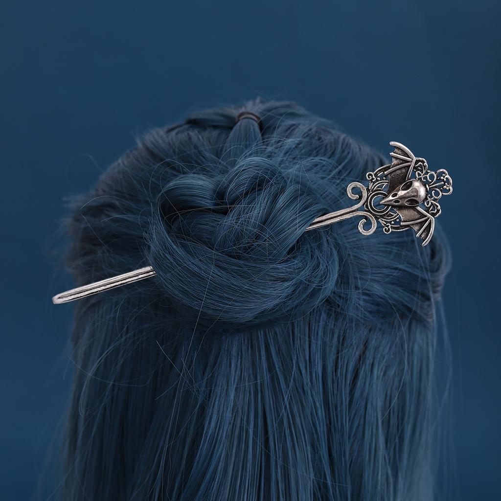 Vintage Viking Skull Crow Wing Hair Stick Gothic Party Headwear Accessory For Women Cosplay Costume Jewelry Decor