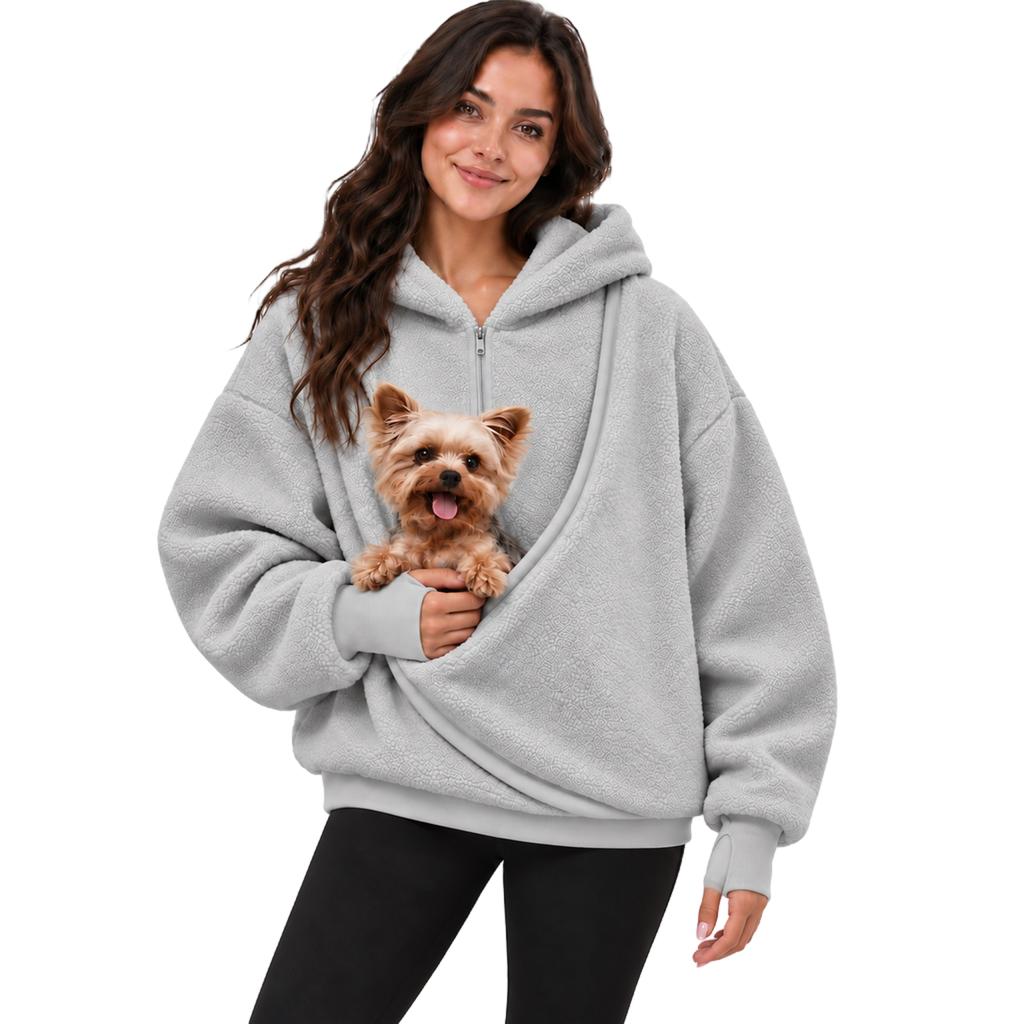 Felpa Unisex con Tasca per Cane, Felpa con Cappuccio Sportiva a Manica Lunga