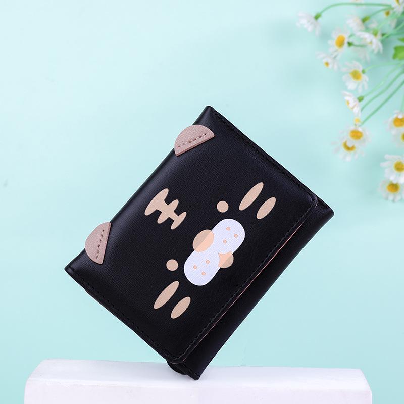 2024 Korean Cartoon Print Small PU Wallet with Multiple Card Slots & Folding Coin Purse