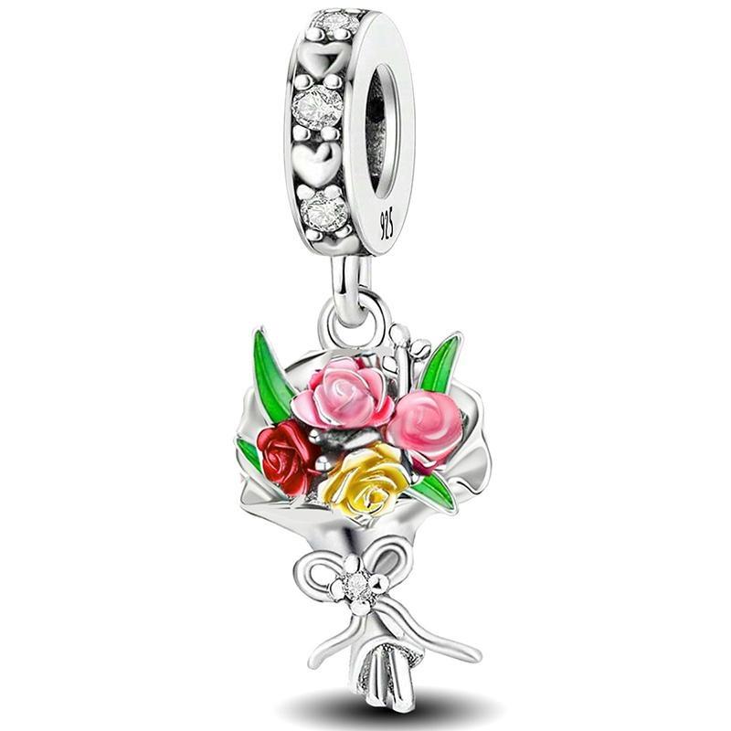 Fit Pan Original Bracelets Flower Family Pink Cake Star Love Heart Series Copper Charms Beads Diy Birthday Jewelry Gift