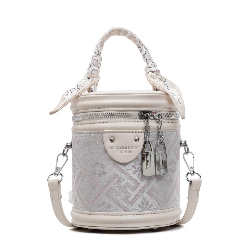 Popular Small Bag Women 2025 New Contrasting Color Versatile Messenger Bag Fashionable Portable Cylinder Bag