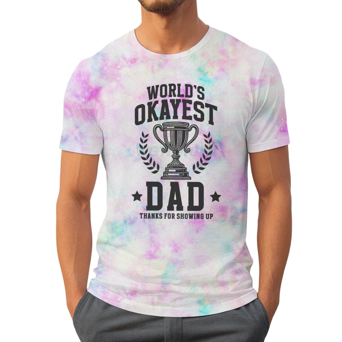 

Футболка ко Дню отца «Самый нормальный папа в мире» Футболка с принтом для мужчин Подарок дочери для отца Топ с круглым вырезом Тай-дай Мужская одежда 4XL