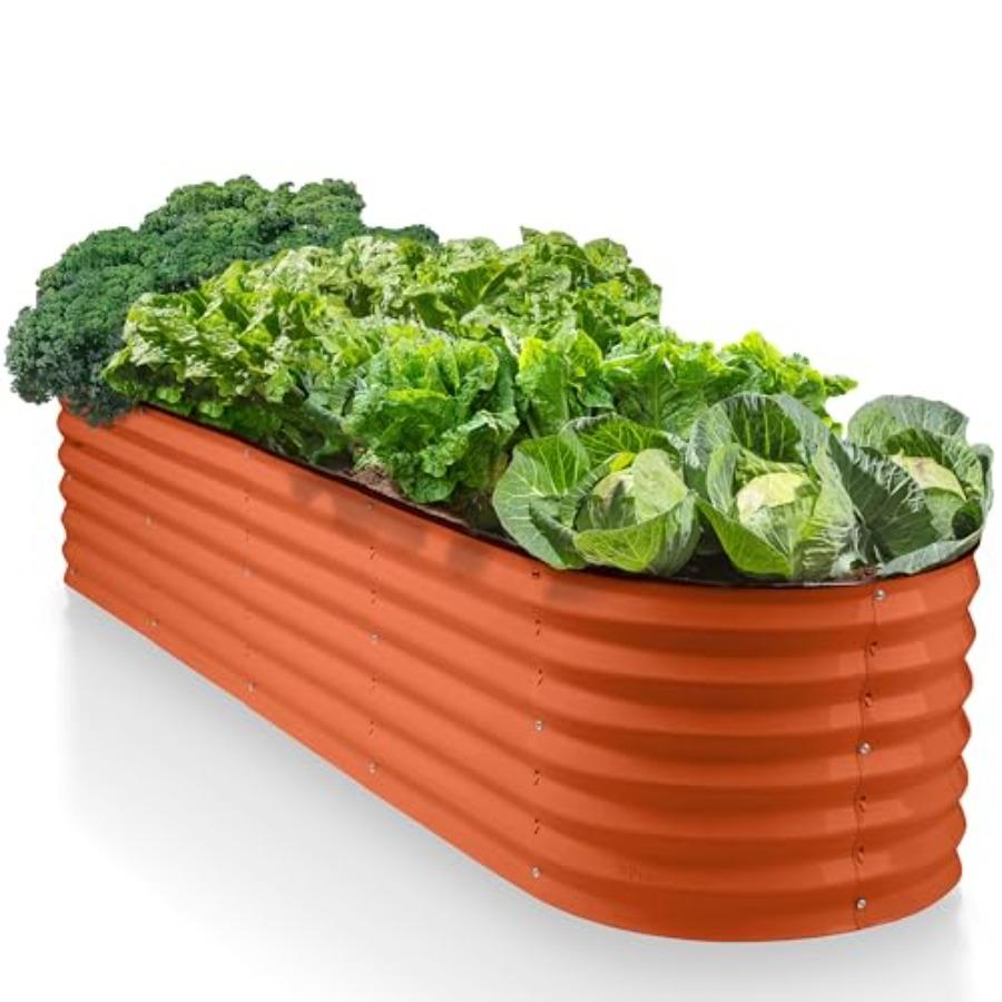 9-in-1 Galvanized Steel Raised Garden Bed 8×2×1.5 ft Modular Planter for Gardening Vegetables Flowers 18 Tall Metal Raised Gard