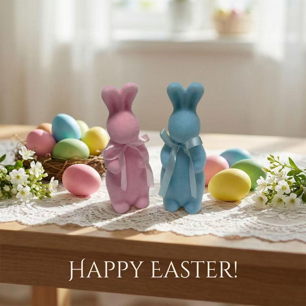 6-Color Easter Bunny Plush Moss Decoration - Cute Living Room Ornament