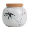 Hand-painted ink bamboo tea can, sealed jar, ceramic storage tea can, moisture-proof household Chinese high-end Pu'er green tea warehouse small