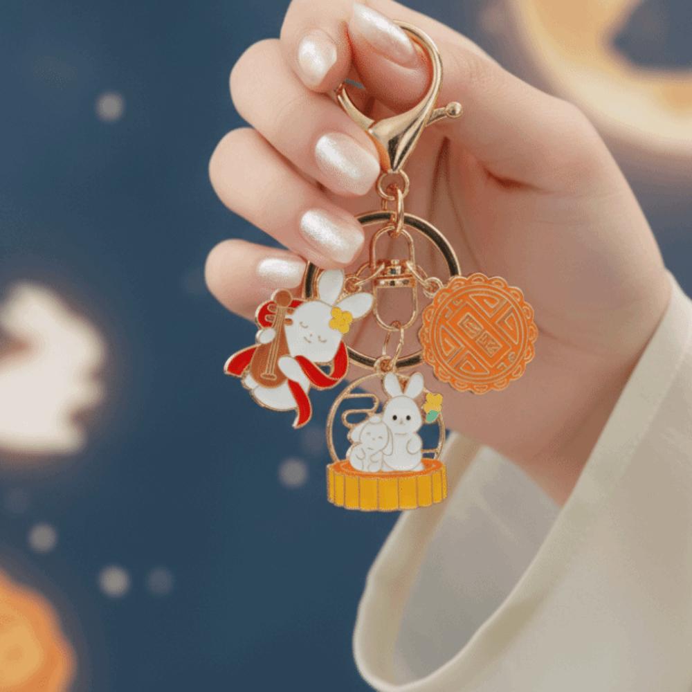 Enamel Metal Metal Key Ring Cartoon Design Enamel Pendant Rabbit Key Chain  Kids Gifts
