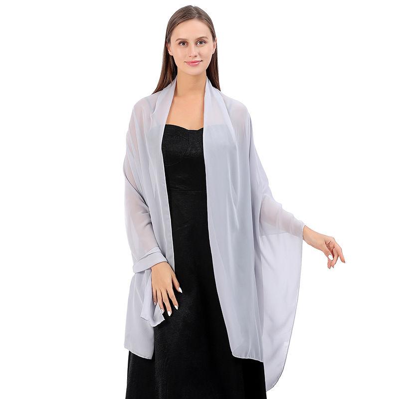 Shawl Dress Shawl Scarf Chiffon Dinner Dual-Use Women Solid Color Cheongsam Party