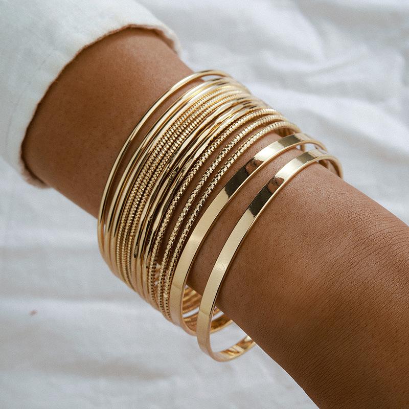 DIEZI Bohemian Vintage Hip Hop Gold Color Chain Bracelet Women Men Fashion 14pcs/Set Bangle Gift Wholesale 2025 New Jewelry