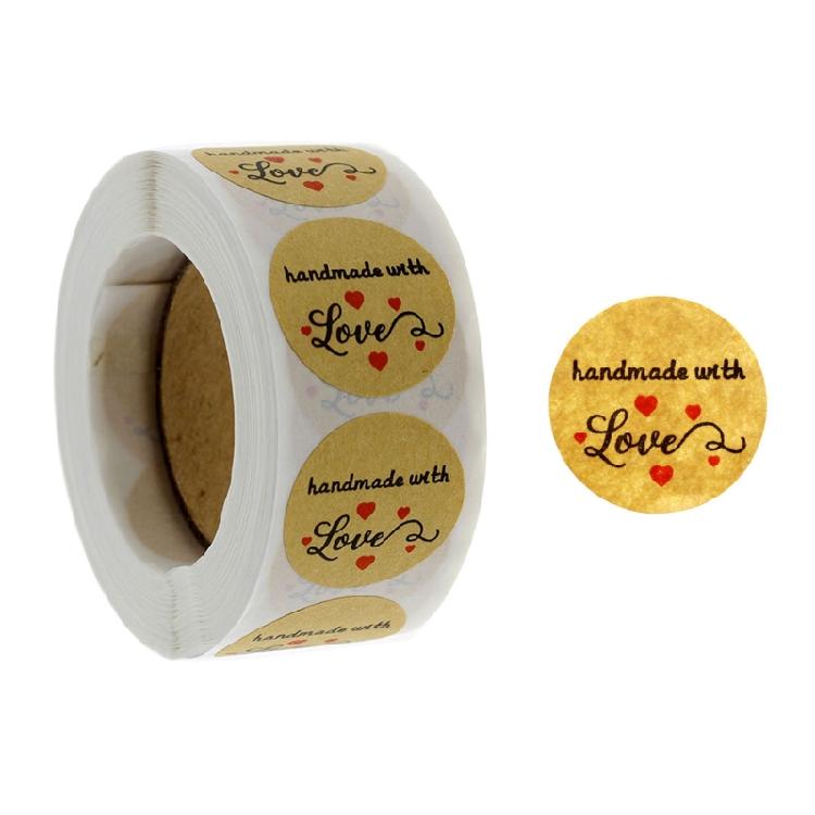 Handmade Sealing Stickers 500pcs/roll Kraft Paper Cookie Biscuit Decoration