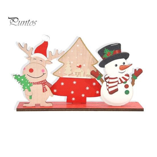 Santa Claus Table Centerpiece Wooden Christmas Ornaments, Tabletop Decoration with Snowman Elk Desktop Holiday Decorations Designs for Home Party And