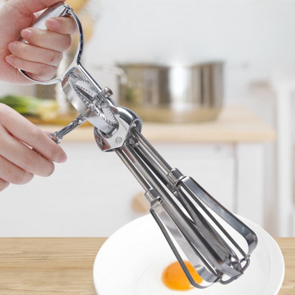 Egg Beater Set Manual Rotary Mixer with Silicone Brush Spatula Double-head Hand Push Whisk Stainless Steel Kitchen Tool