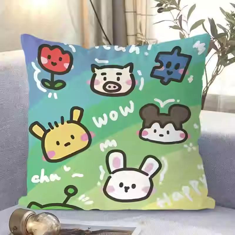 

Dopamine Cute Cartoon Simple Sofa Living Room Suede Pillowcase Cushion Cushion Removable and Washable Bedroom linen-45x45cm double-sided [without pillow core]