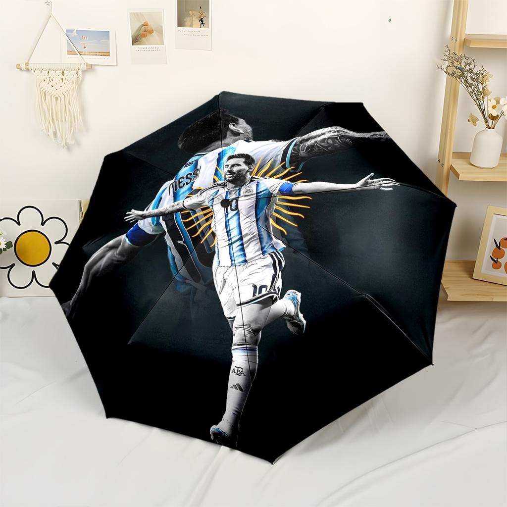 Ombrello Automatico Portatile Messi Compatto 8 Stecche Leggero per Uso Esterno Quotidiano Accessorio alla Moda Regalo Perfetto per Amici e Familiari