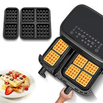 2Pcs Silicone Waffle Baking Mold Reusable Dual Basket Air Fryer Waffle Mould Square for Philips NA350/Tefal EY9018