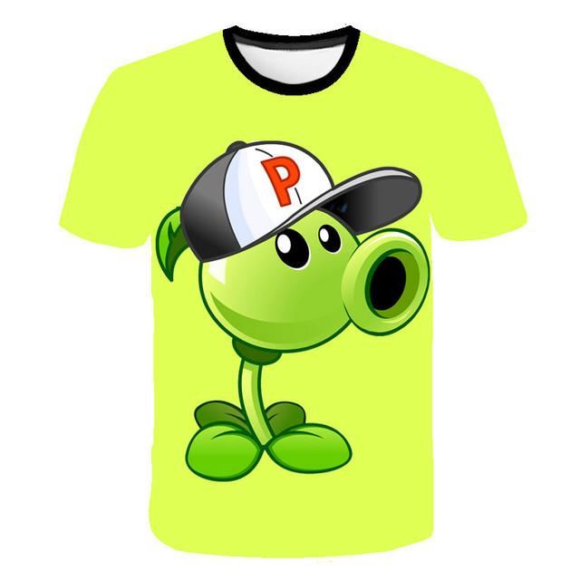 2025 NEW 4-14 Year Old Boys and Girls 3D Plant VS Zombie Printed T-shirts+Shorts Two Piece Sets Fashion Sports T-Shirt Top + Shorts Set 2 Pieces