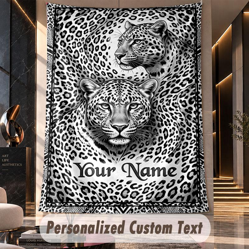 Lion Tiger Leopard (63) Theme Custom Tapestry Personalized Custom Name Text Wall Hanging Tapestry Home Decor Background Cloth