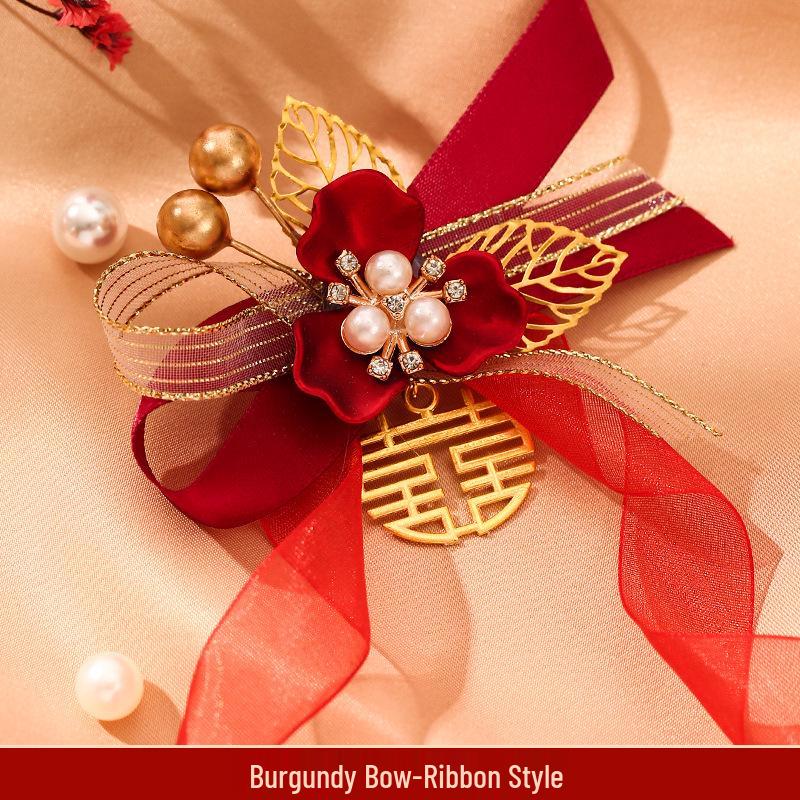 Bridesmaid Pink Rose Corsage Bracelet - Wedding Flower Accessory