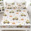 Cartoon Car Taxi Pattern Bed Hat Four-Piece Bedding Set Bedroom Dormitory Bedding Decoration