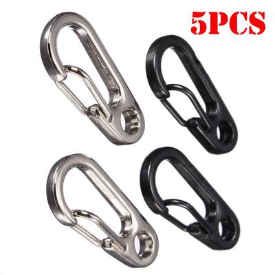 5pcs Outdoor Clip Tool Keyring Spring Buckle Split Ring Stainless Steel Carabiner