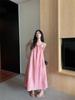 Pink Women's Halter Neck Suspender Long Skirt - Summer Beach Vacation Dress