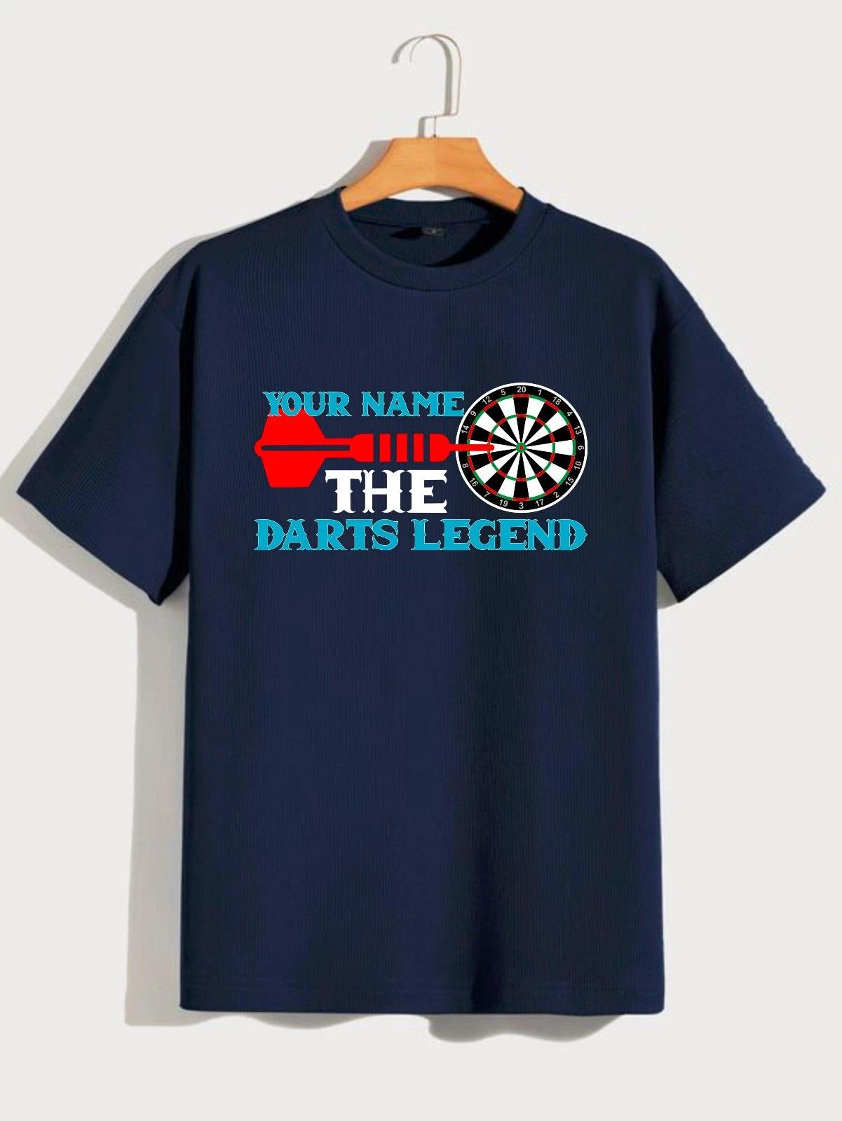Personalised Darts Legend T-Shirt, Custom Name Dartboard Gift For Players Tee L