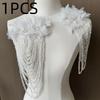 1PC DIY Accessories Hand-sewn Beads Flowers Black DIY Tassel Shoulders Decoration DIY Patch Accessories Wedding Dress Clothes