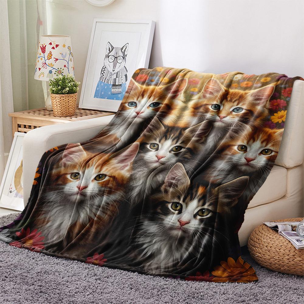 1PC Animals Print Flannel Blanket, High quality Comfortable for All Seasons, Home Decor, Warmth and Comfort