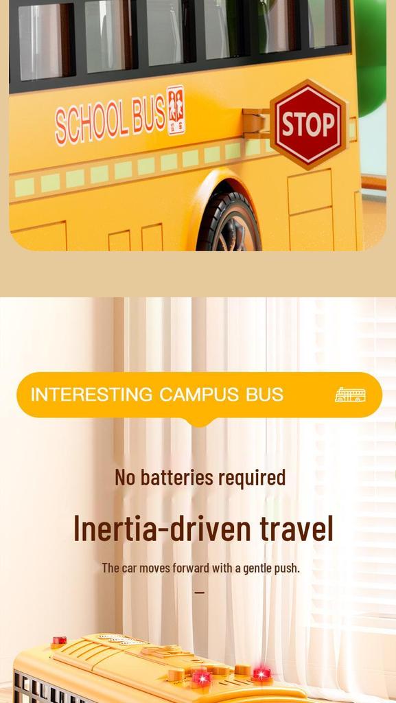 Jumbo Inertial School Bus Toy with Lights and Music - Early Educational Vehicle for Kids