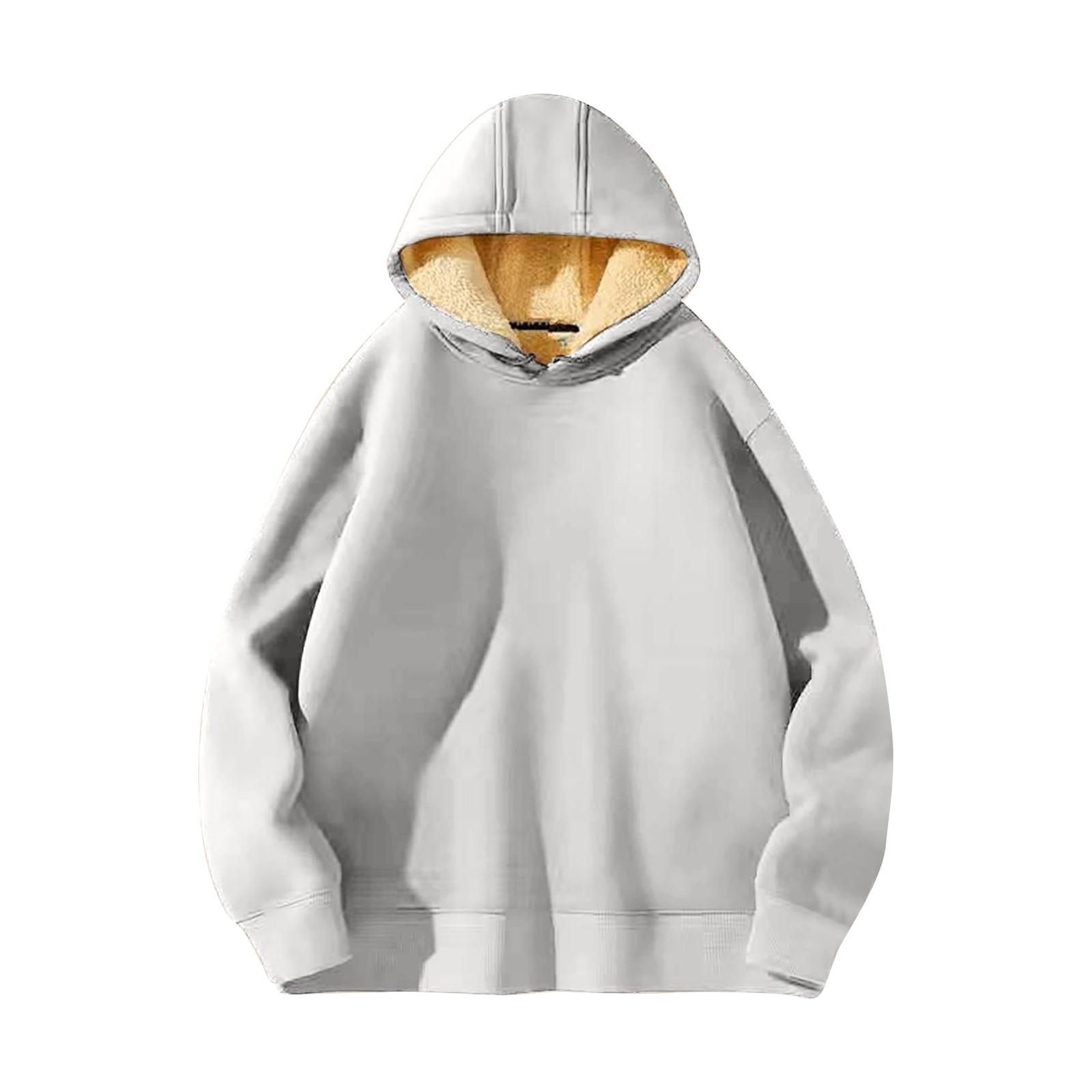 

Жіночі повсякденні толстовки Зимовий теплий пуловер на флісовій підкладці з капюшоном і довгим рукавом XL білий