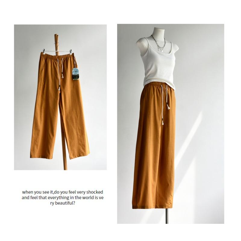 

[Tencel cotton wide-leg pants] Summer women s new Tencel cotton breathable sunscreen loose wide-leg casual trousers xxxl（ 72.5-80kg ）
